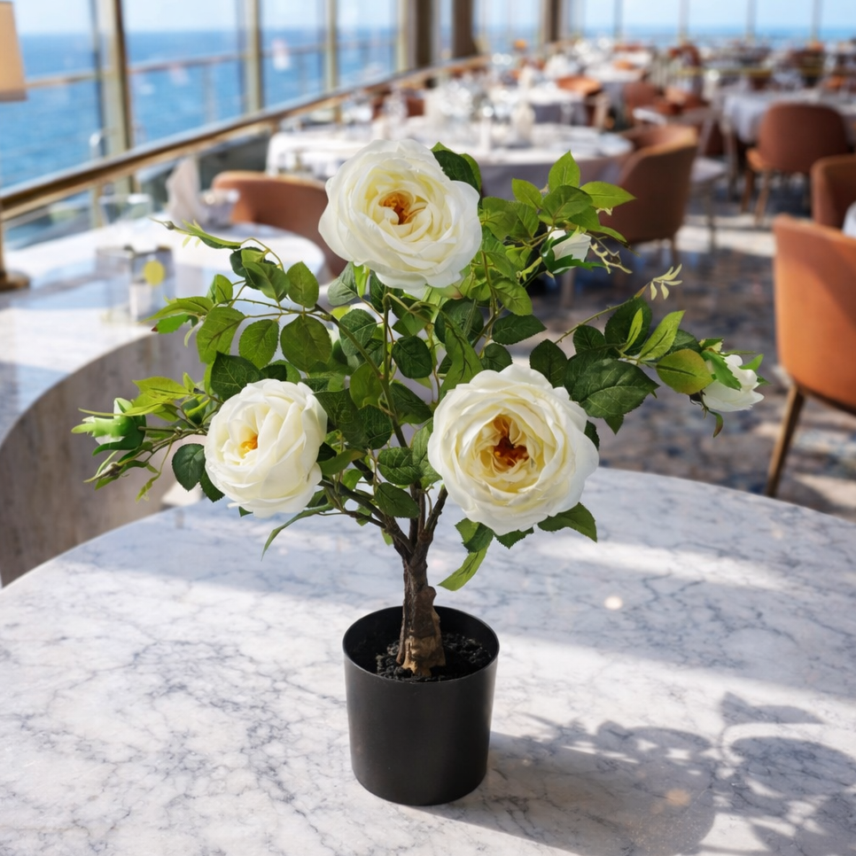 70cm White Camellia Rose Plant Artificial – image 2