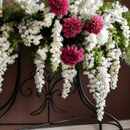 110cm Artificial White Wisteria Flower Spray