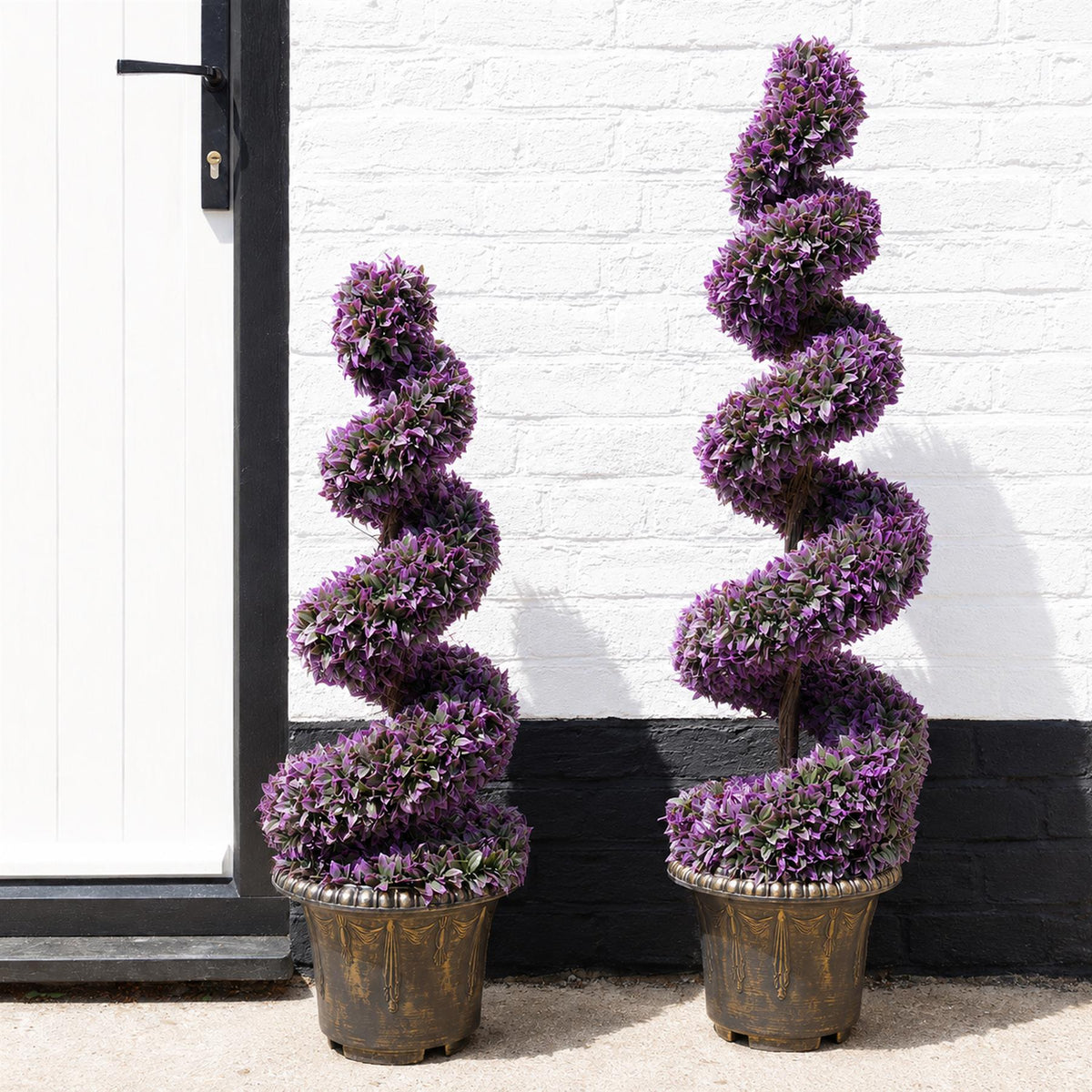 90cm Artificial Purple Large Leaf Spiral with Decorative Planter