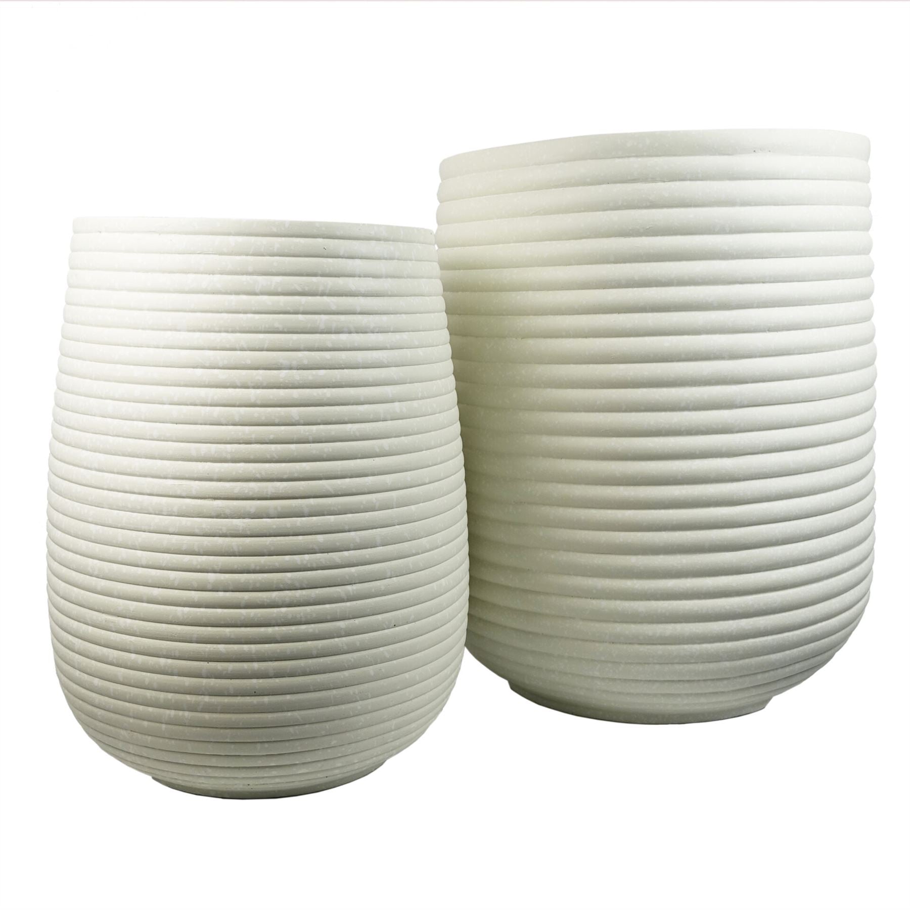 41cm x 30cm Mikos Large Ridged Composite Planter Stone Colour – image 4