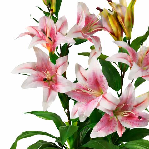 Artificial 90cm Lily Stargazer Style Lillies Plant Large Flowers Pink – image 5