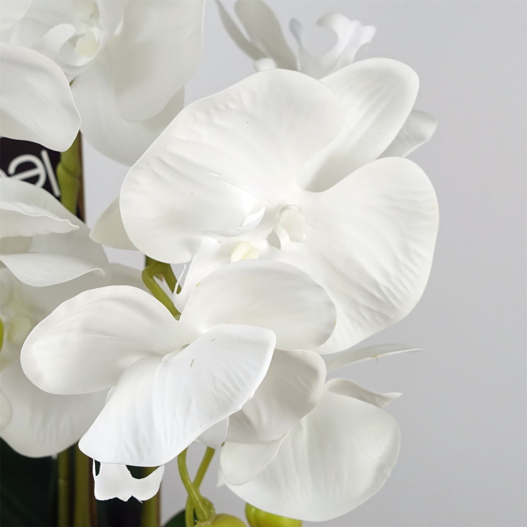Artificial 60cm Pure White Orchid with Ceramic Bubble Planter – image 2