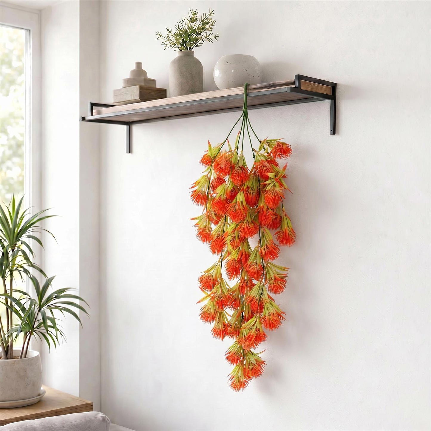 75cm Artificial Red Thistle Trailing Hanging Plant Faux Floral – image 5