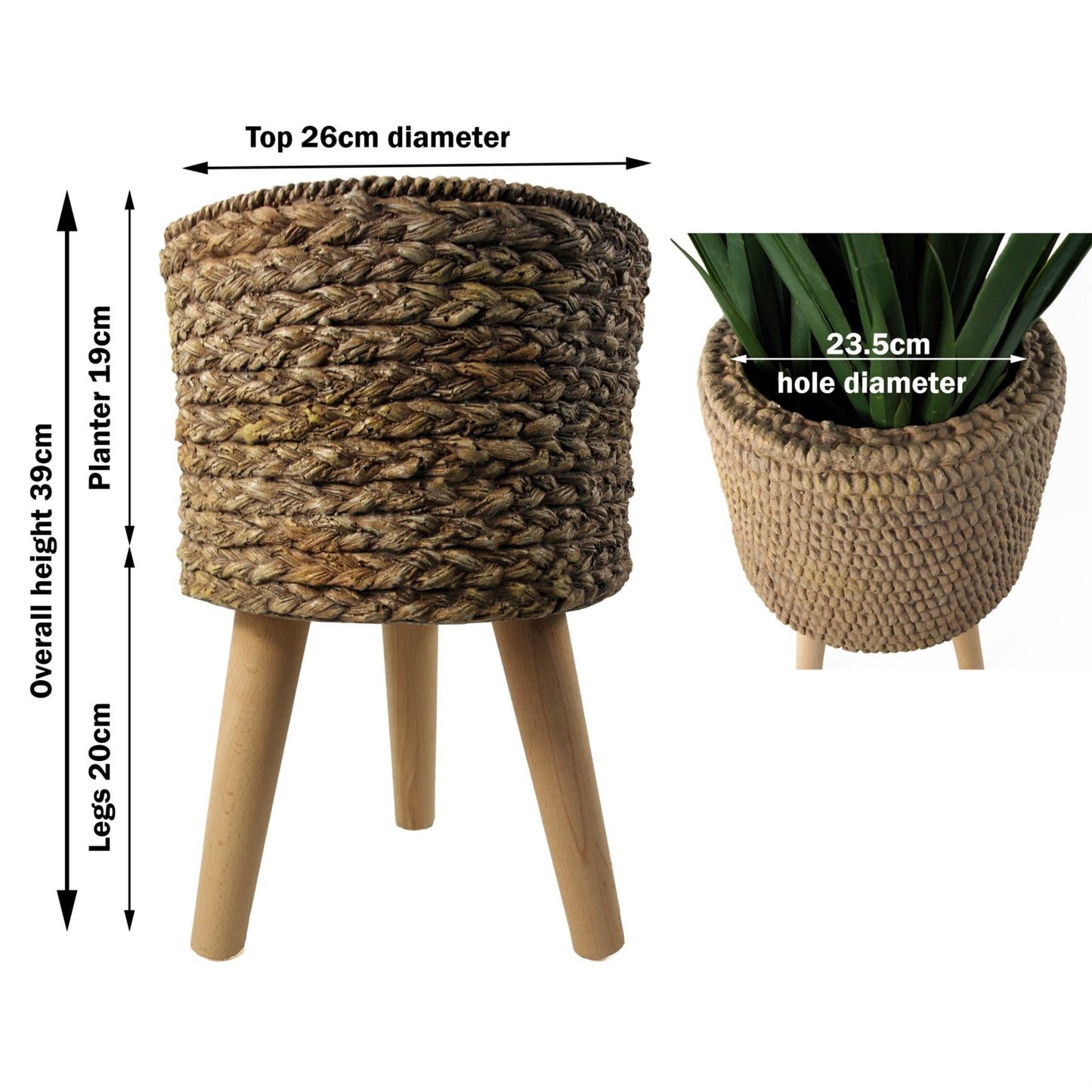 39cm x 26cm Woven Effect Composite Large Planter – image 3
