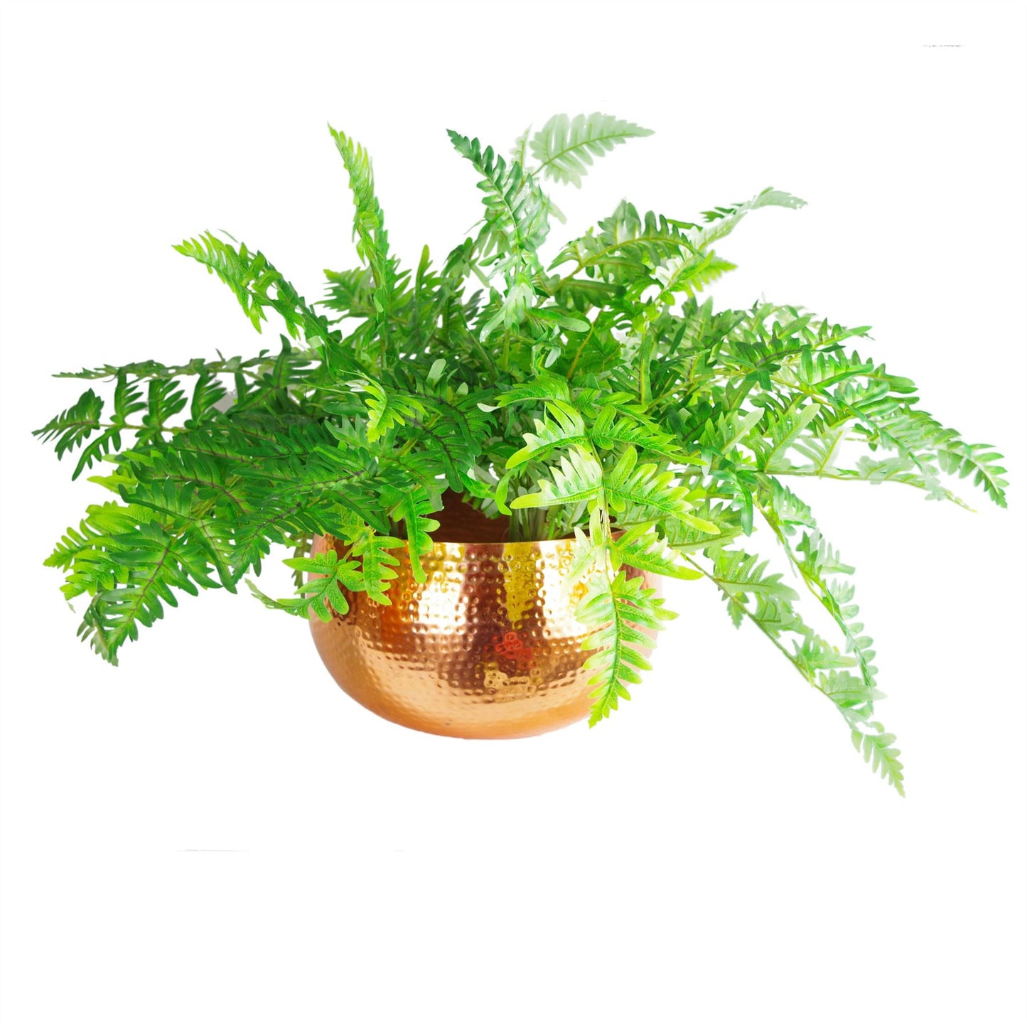 Leaf Metal Bowl Planter 32 x 20cm Hammered Copper Colour Straight Edge – image 5