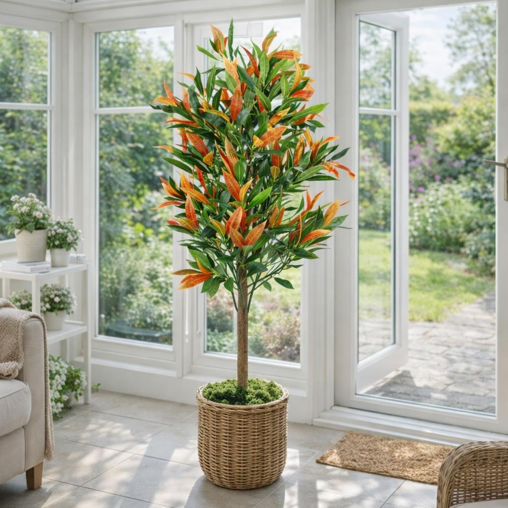 Artificial 130cm Red Green Ficus Tree – image 2
