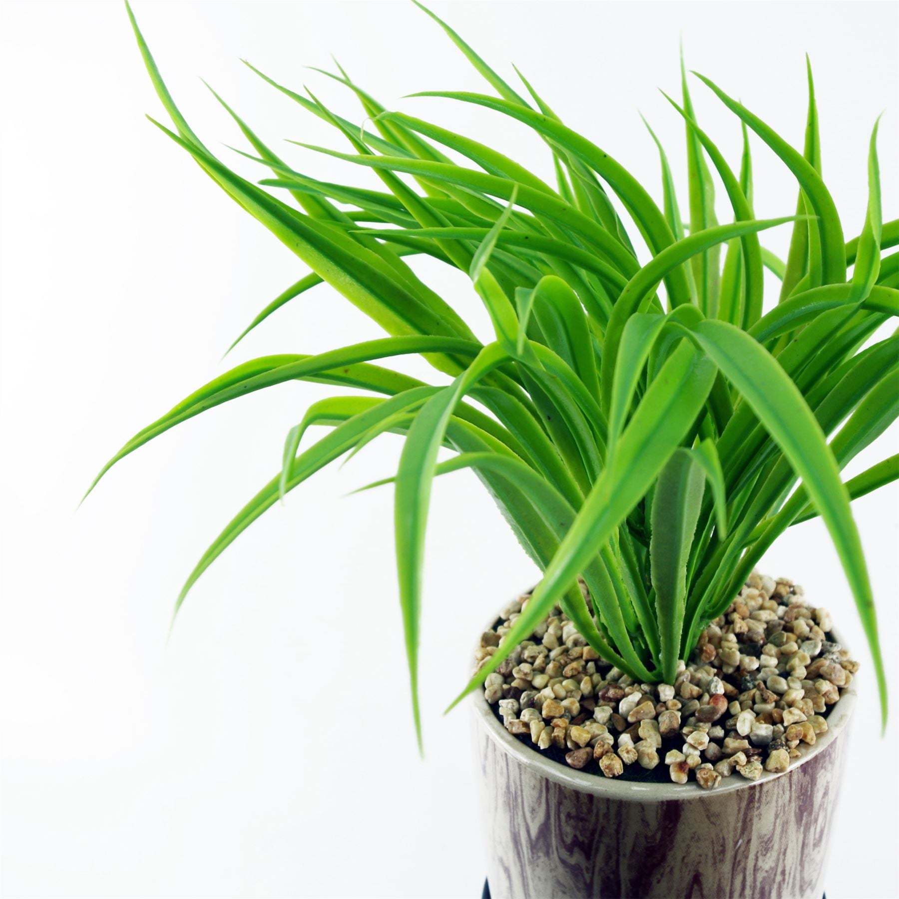 35cm Artificial Grass with Ceramic Planter Metal Stand – image 5