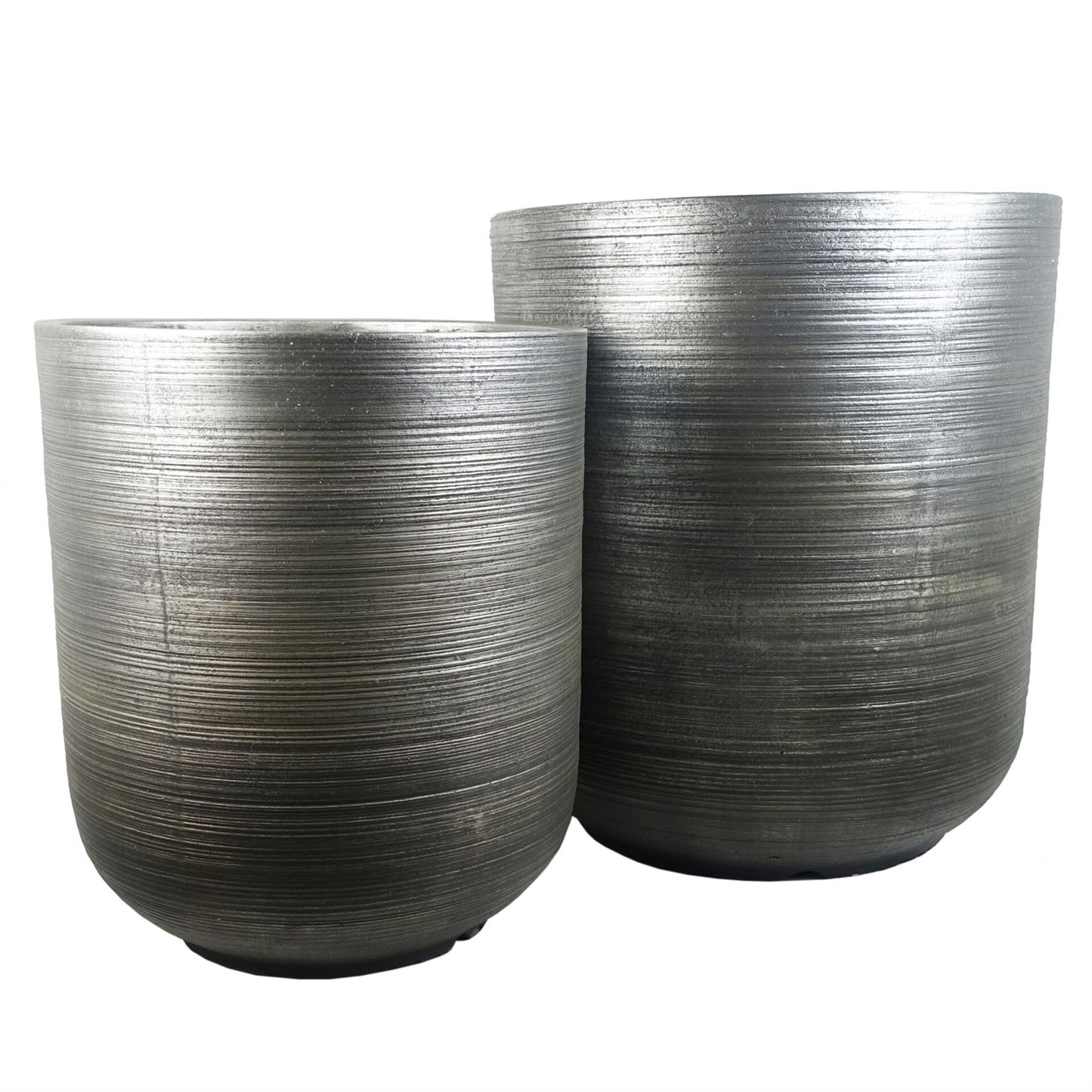 39cm x 33cm Coya Silver Ridged Planter Large Composite Plant Pot – image 3