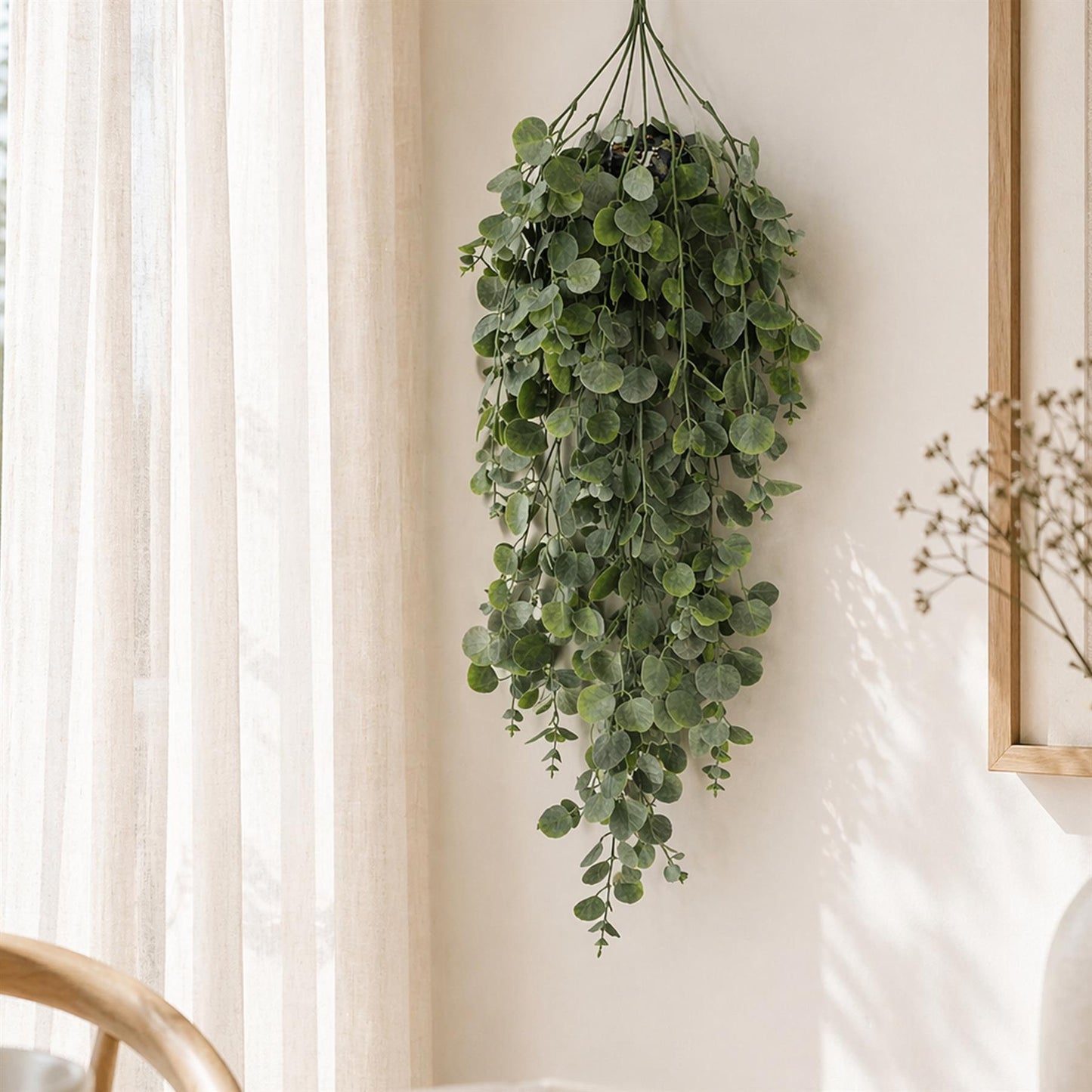 75cm Artificial Round Leaf Hanging Foliage Plant Soft Eucalyptus Green – image 4