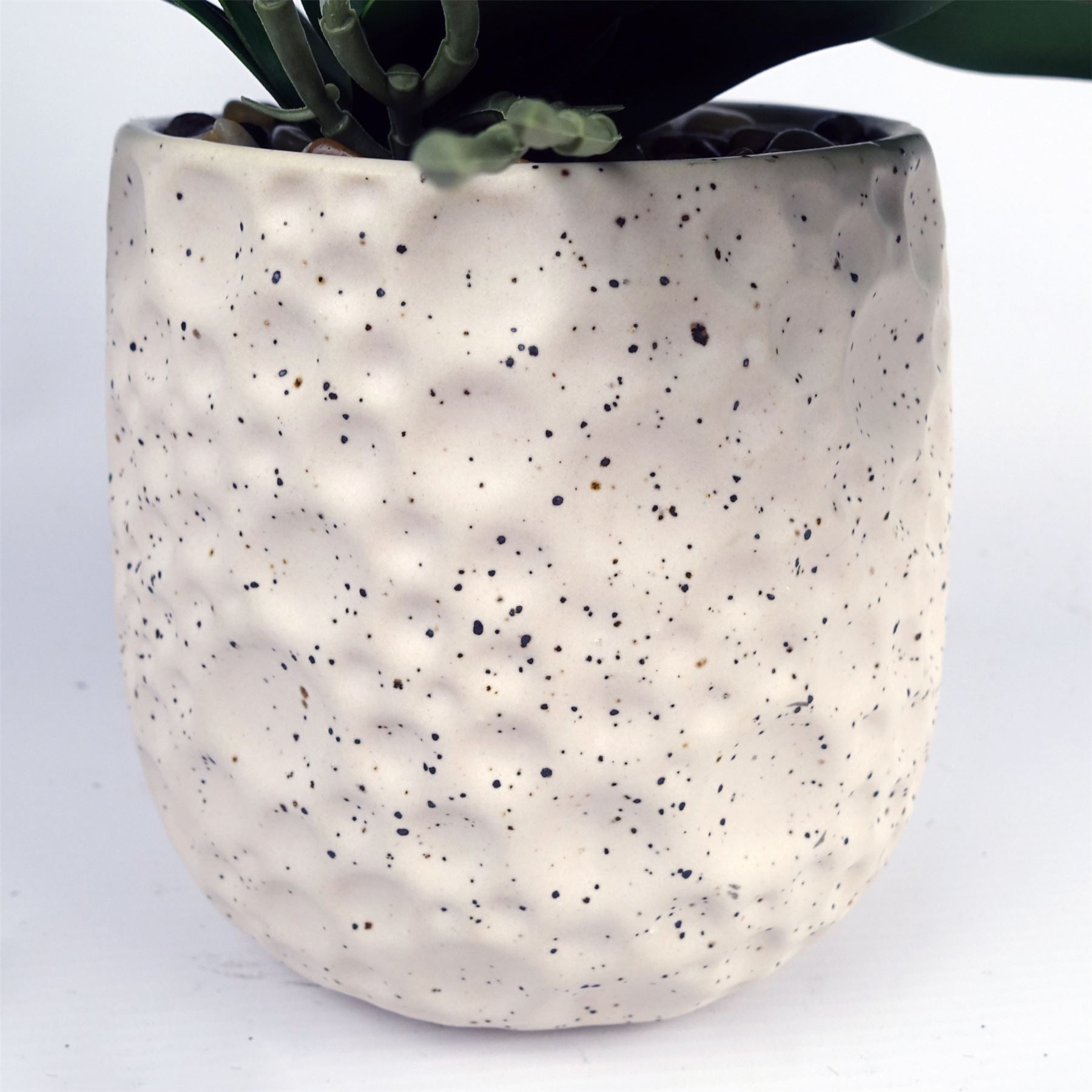 Artificial 60cm Pure White Orchid with Ceramic Bubble Planter – image 3