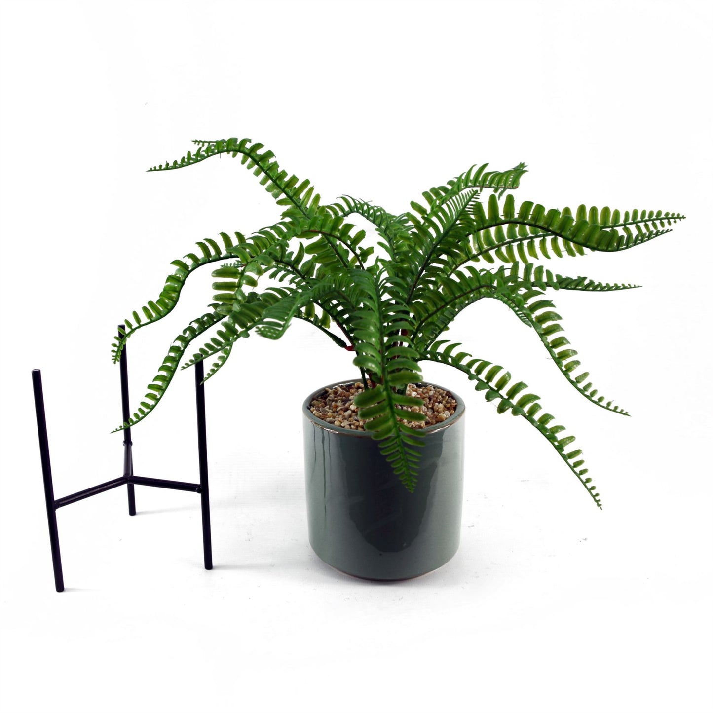 40cm Artificial Fern with Ceramic Planter Stand – image 7