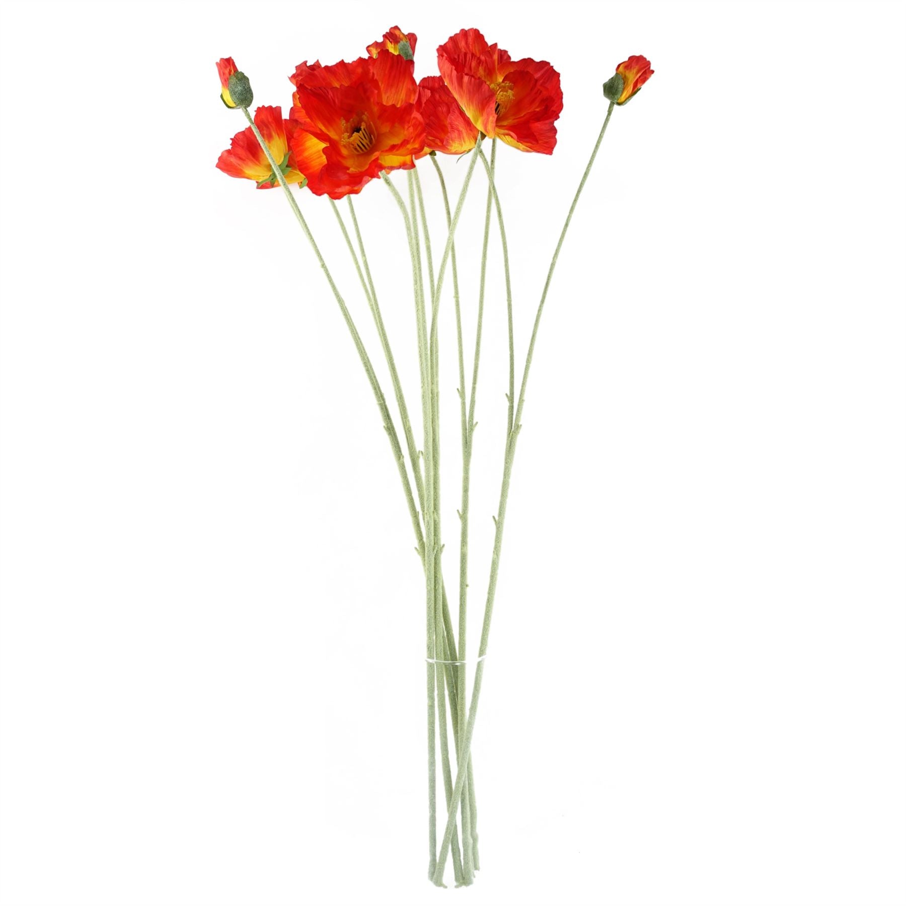 100cm Artificial Poppy and White Blossom Arrangement Glass Vase – image 3