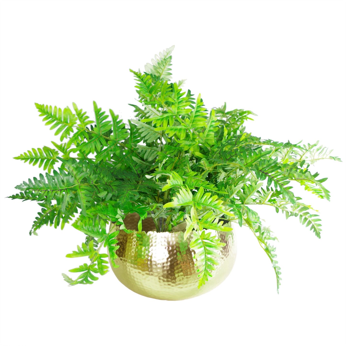 Leaf XL Metal Bowl Planter 32 x 20cm Hammered Gold Colour Curvy Edge – image 4