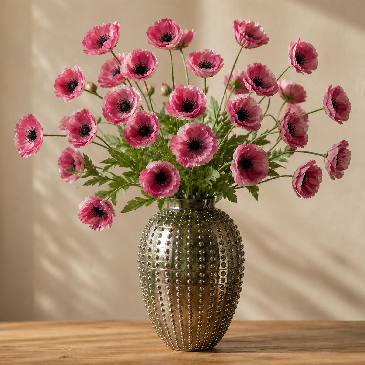 60cm Artificial Purple Poppy Spray - 4 Flowers