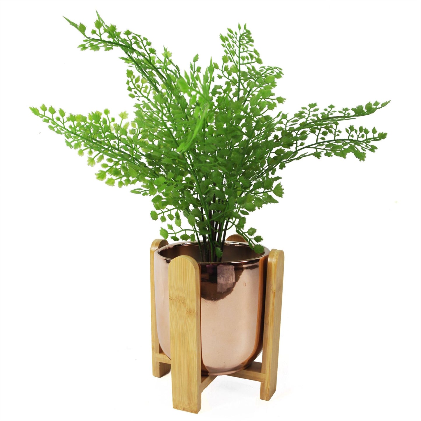 16cm Gold Ceramic Planter with Bamboo Stand – image 4
