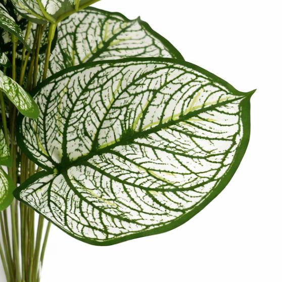 60cm Artificial Caladium Stem Plant Variegated Green White Foliage – image 3