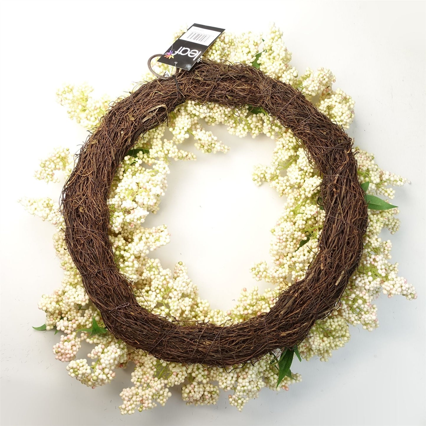 55cm Artificial Hanging White Berry Wreath – image 4