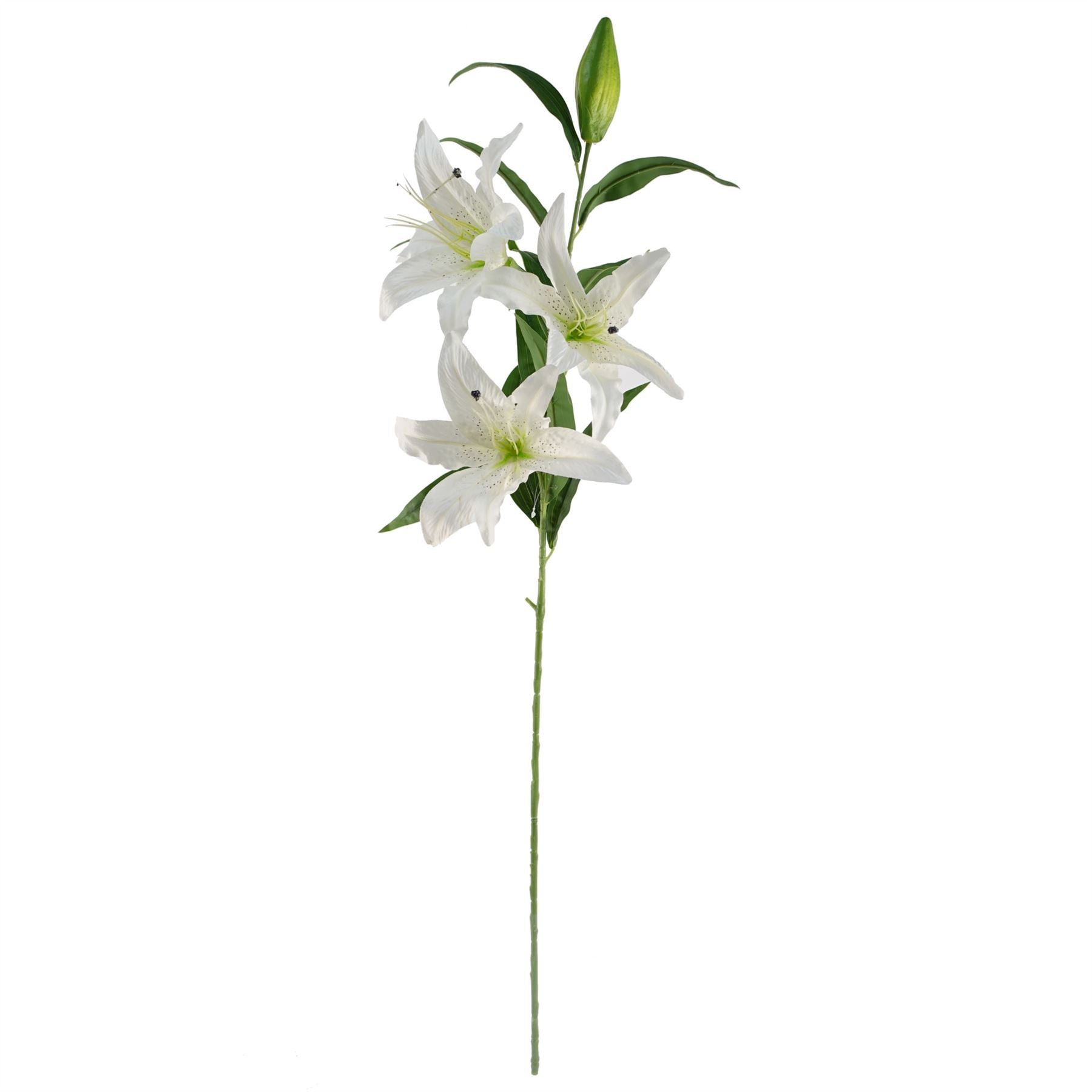 100cm Artificial White Lily and Fern Display Glass Vase – image 2