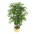90cm Artificial Ficus Tree Gold Planter