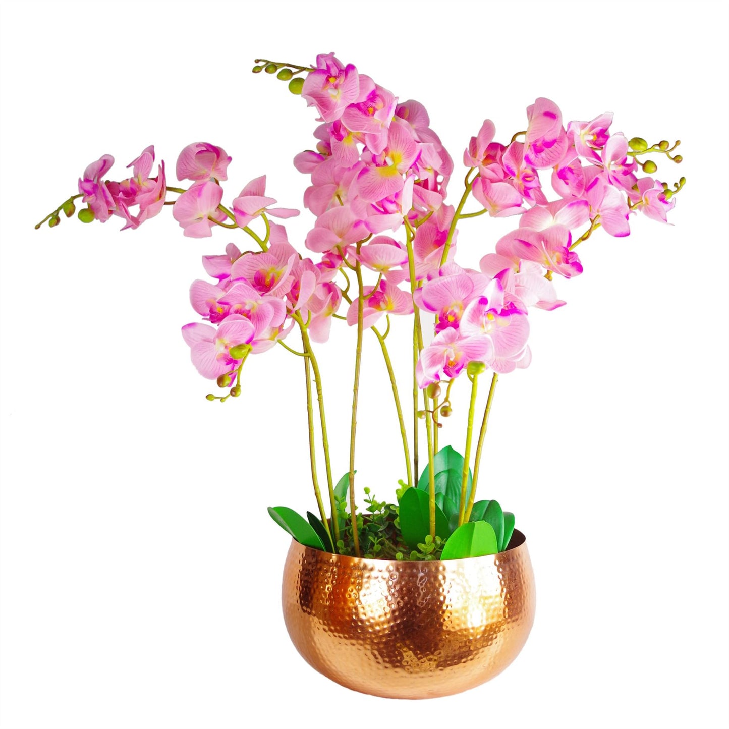 Leaf Metal Bowl Planter 32 x 20cm Hammered Copper Colour Straight Edge – image 3
