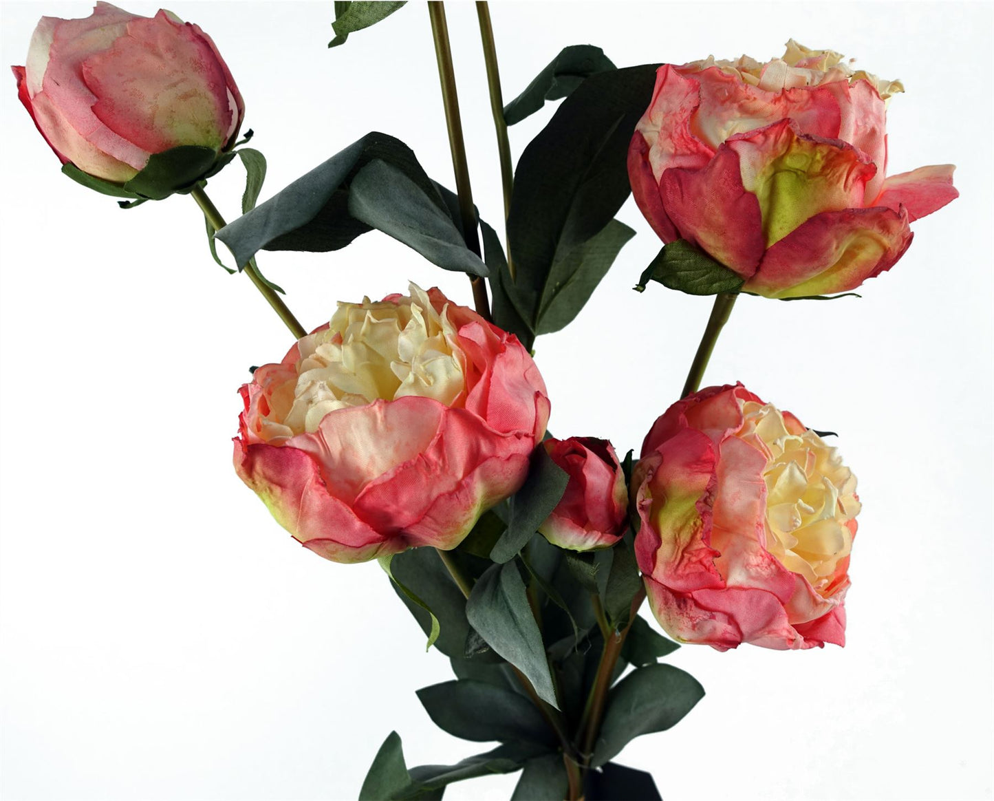 55cm Pink Peony Artificial Flowers Spray 4 Flowers 3 Buds – image 3