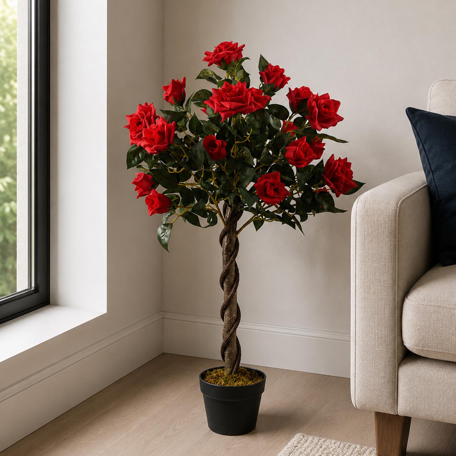 Artificial Red Rose Tree Wedding Twisted Vine Detail 90cm – image 5