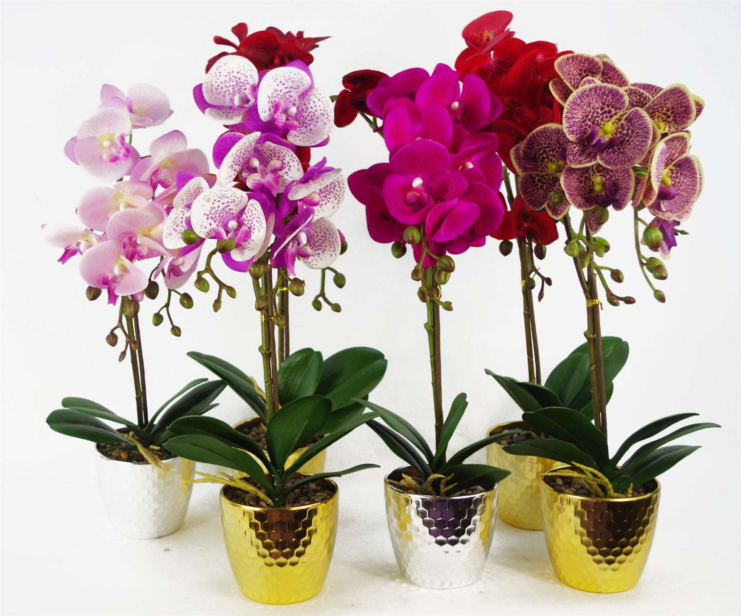 50cm Phalaenopsis Orchid Artificial Purple Leopard Gold Pot – image 3