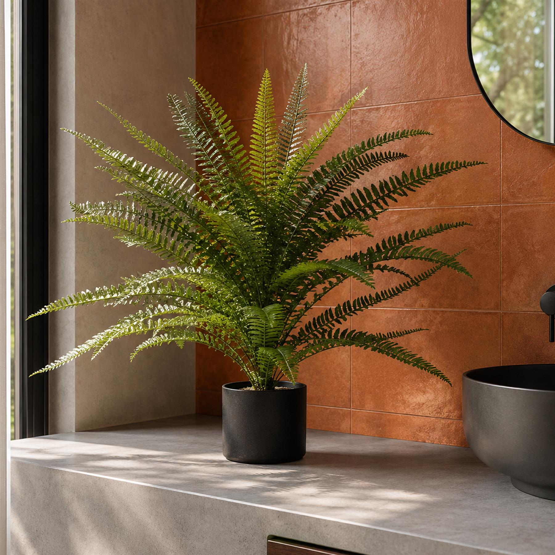 75cm Artificial Fire Retardant Plastic Boston Fern Plant – image 4