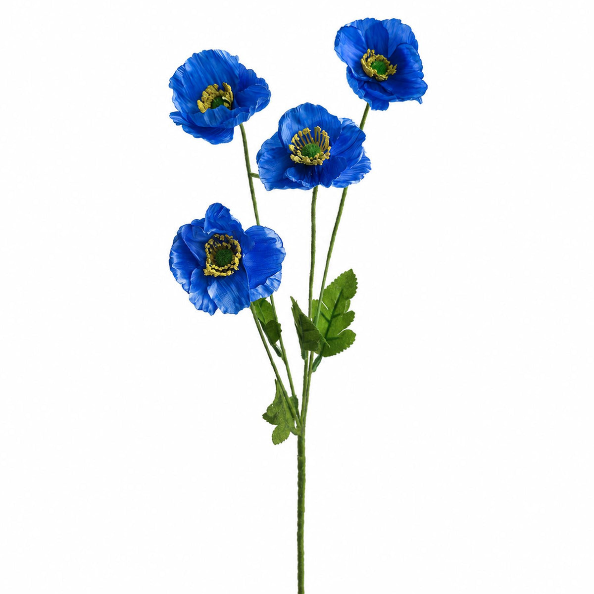 60cm Artificial Blue Poppy Spray - 4 Flowers