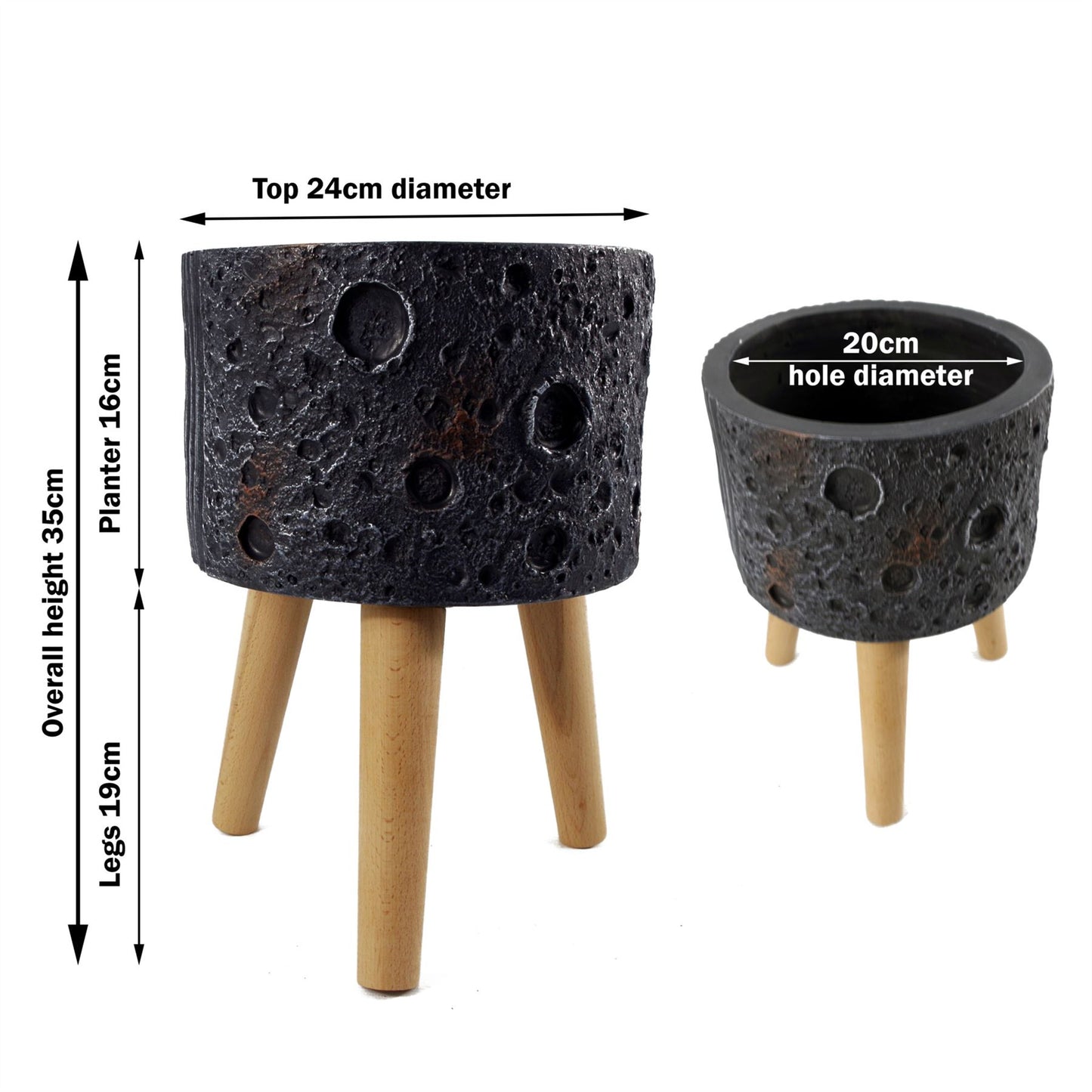 x 24cm Large Lunar Black Planter 35cm – image 6