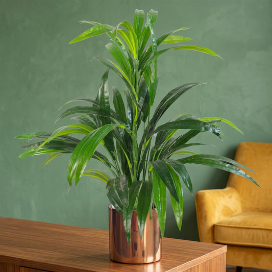 65cm Artificial Large Leaf Bamboo Shrub Plant with Copper Planter – image 5