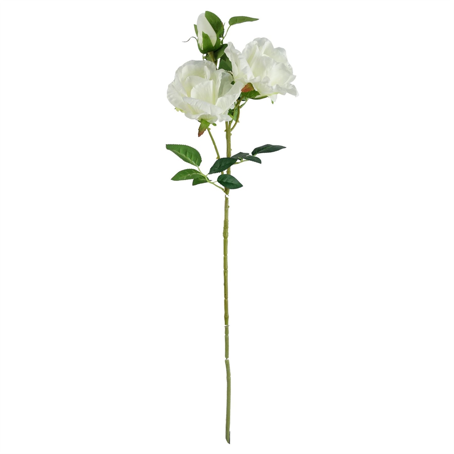80cm Artificial White Rose Stem 3 flowers – image 2