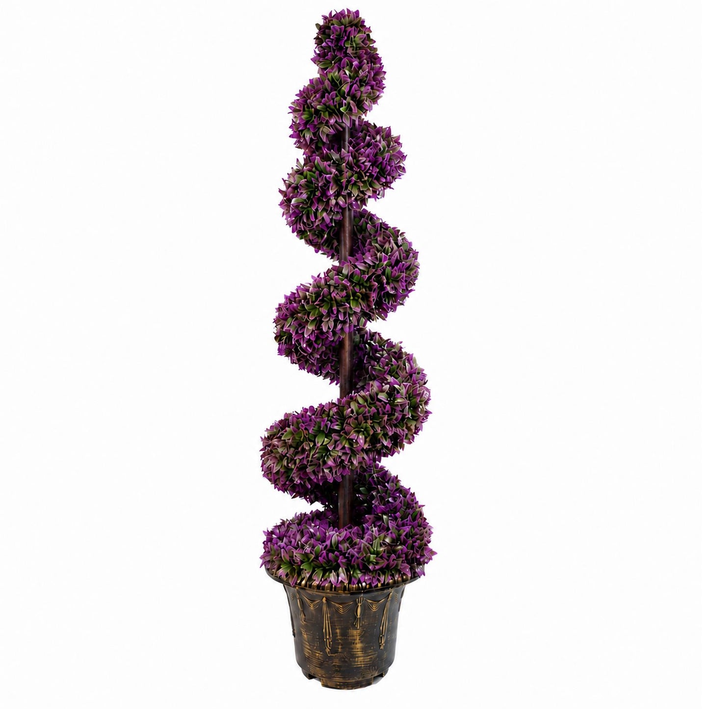 120cm Artificial Purple Large Leaf Spiral with Decorative Planter