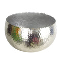 Leaf XL Metal Bowl Planter 32 x 20cm Hammered Silver Colour Curvy Edge
