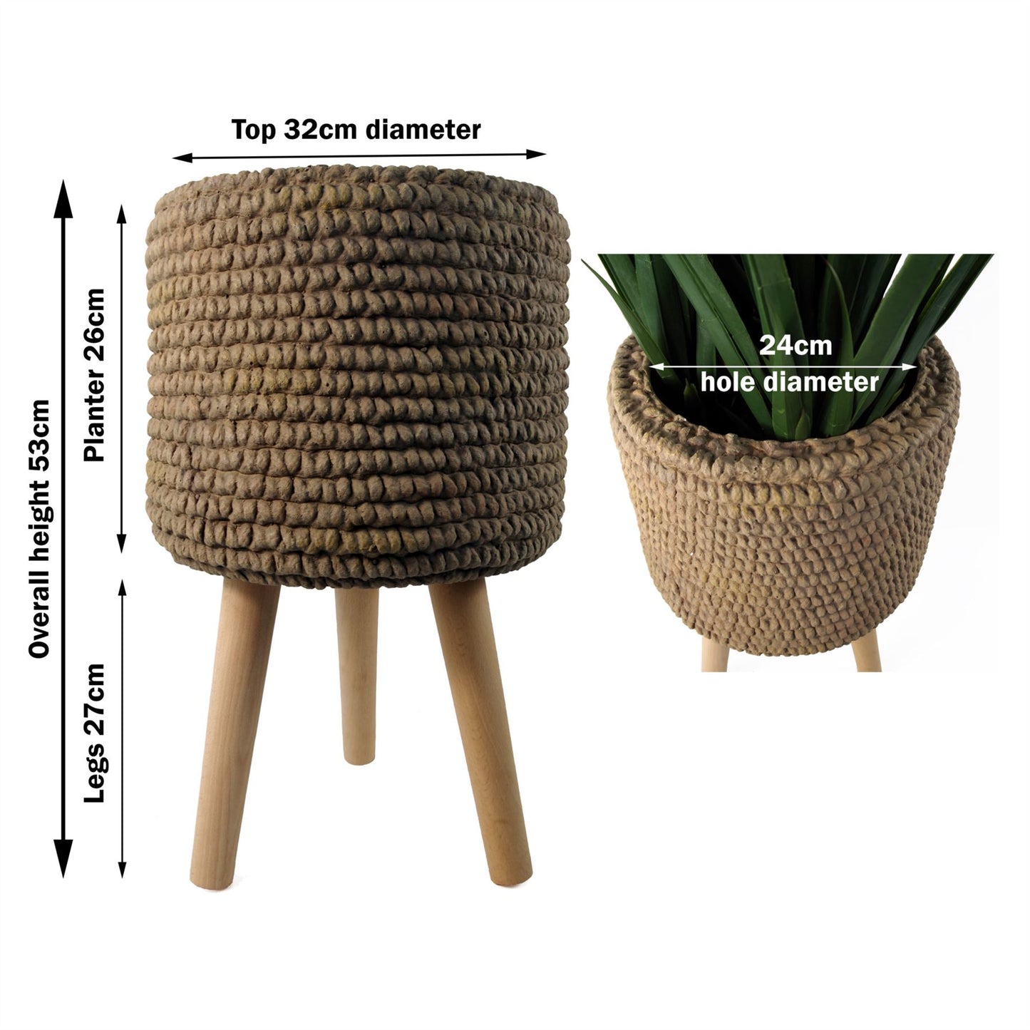 53cm x 32cm Seagrass Style Composite Large Planter – image 3