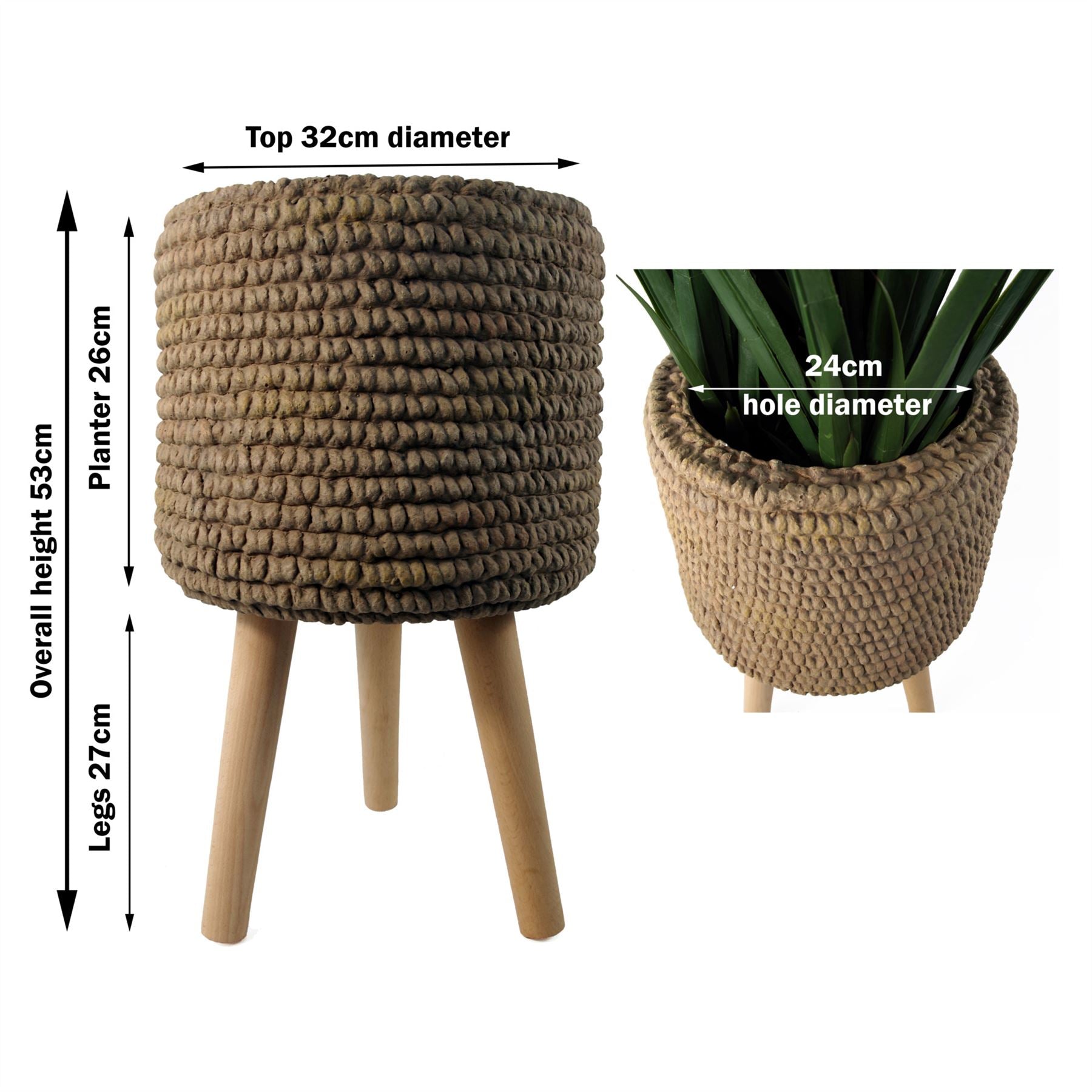 53cm x 32cm Seagrass Style Composite Large Planter – image 3