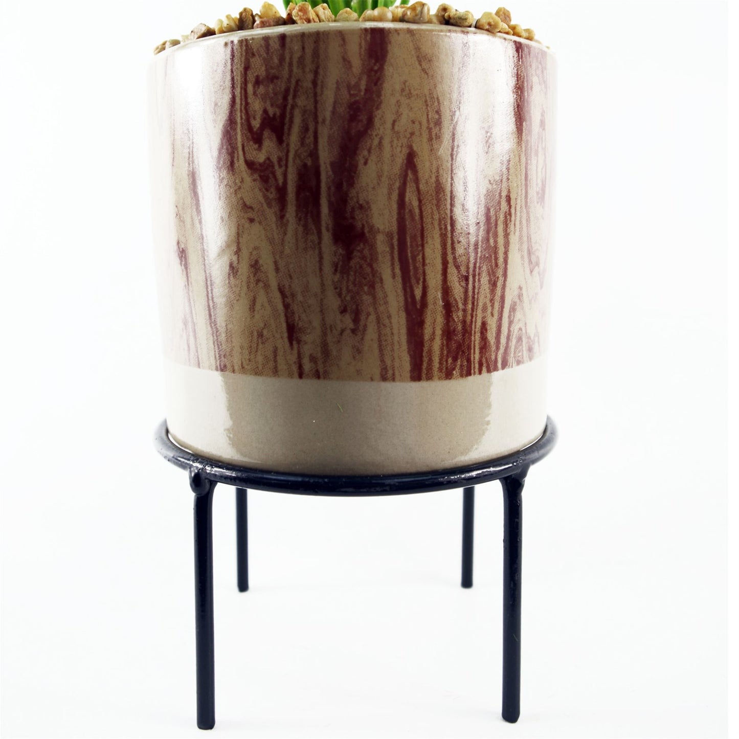 35cm Artificial Grass with Ceramic Planter Metal Stand – image 7