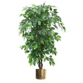 120cm Artificial Ficus Tree Large Bushy Shape Gold Planter