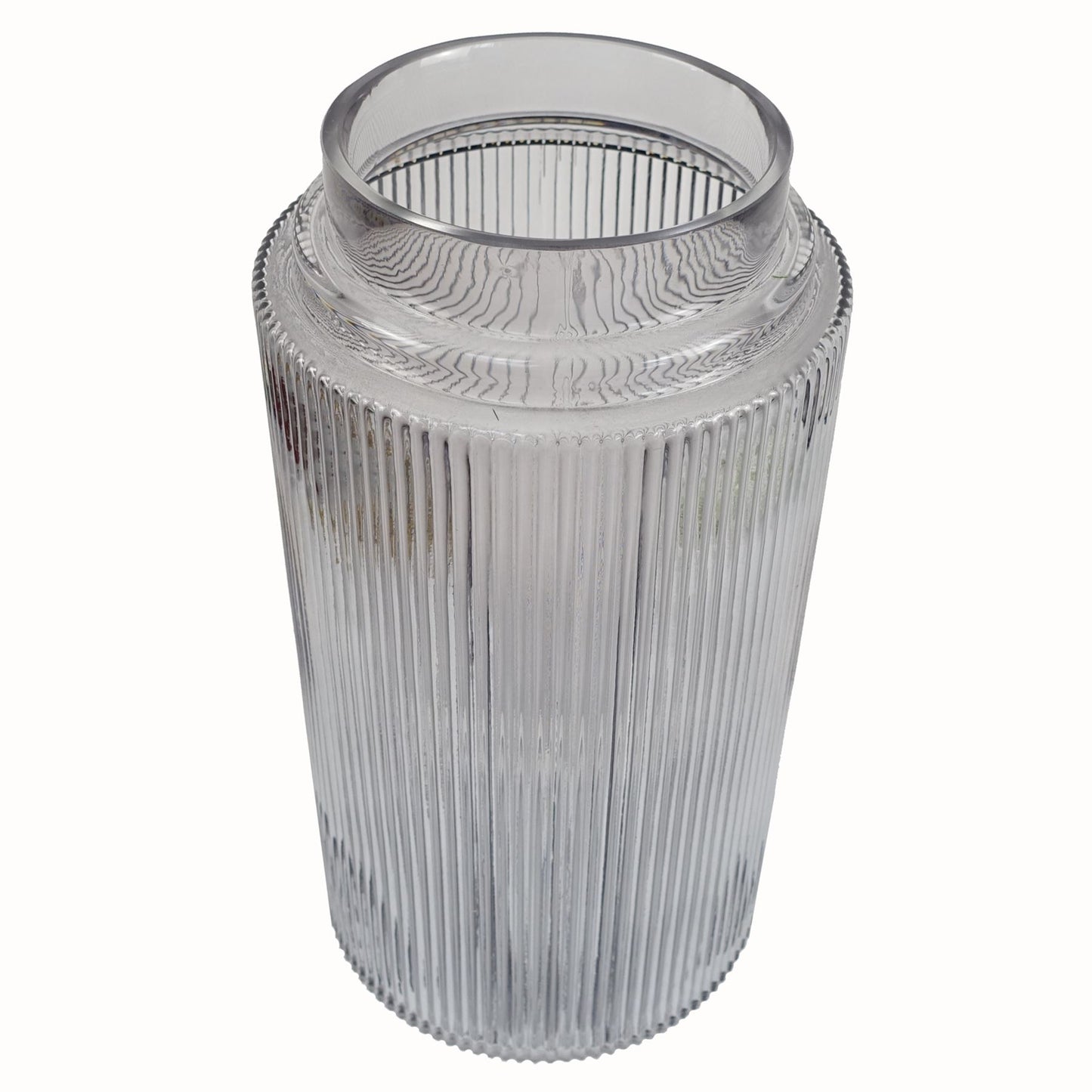 31cm Clear Ridged Glass Vase – image 3
