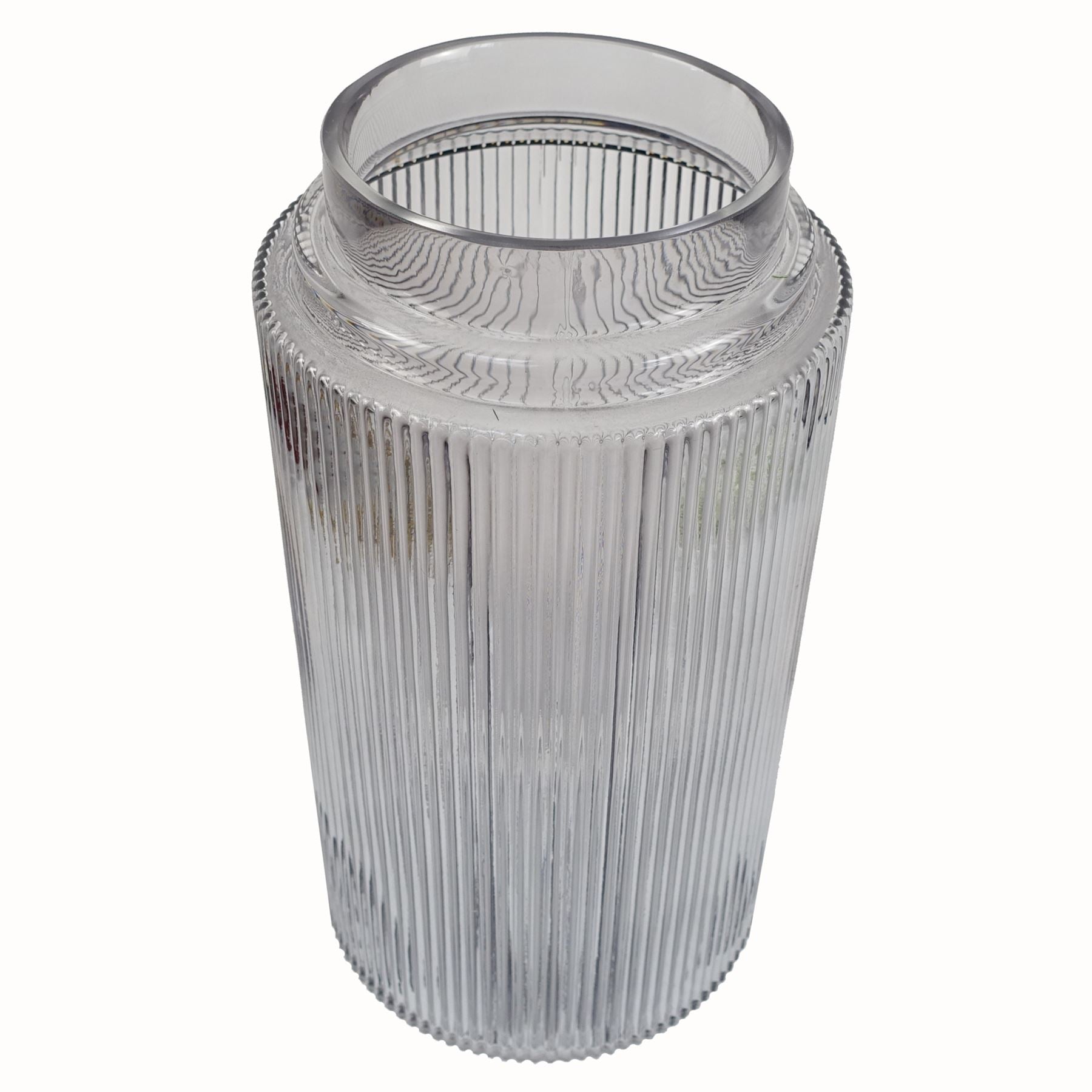 31cm Clear Ridged Glass Vase – image 3