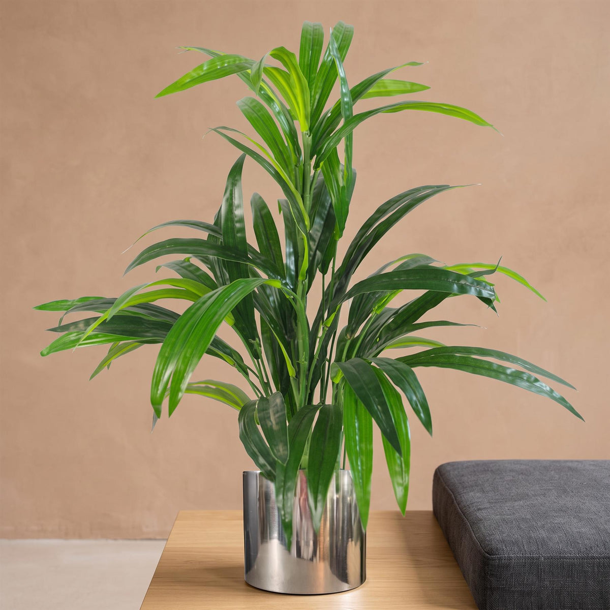 65cm Artificial Large Leaf Bamboo Shrub Plant with Silver Planter – image 5