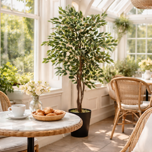 130cm LARGE Realistic White Edge Ficus Artificial Tree – image 2