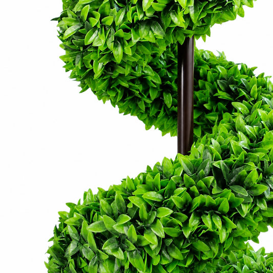 90cm Artificial Green Large Leaf Spiral with Decorative Planter