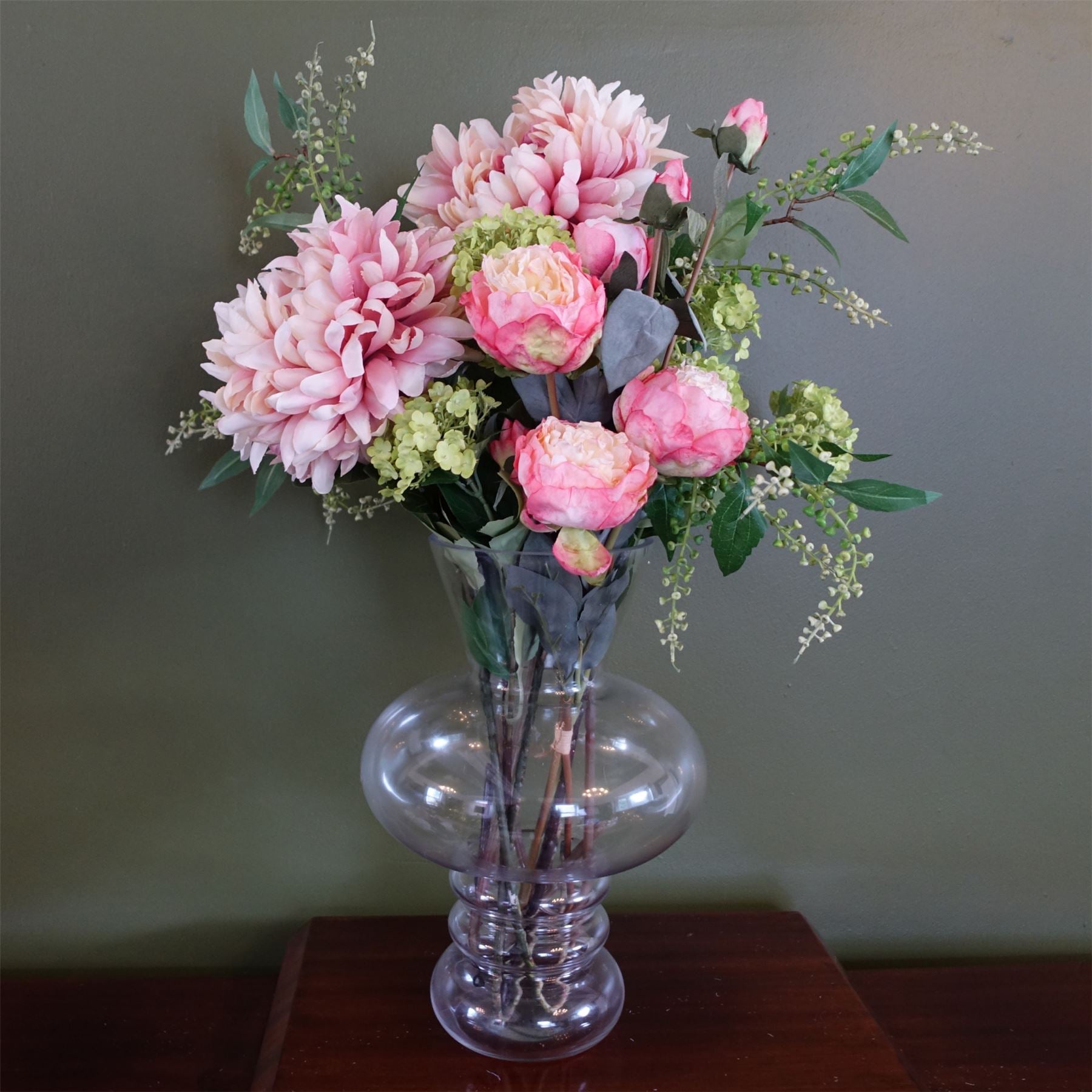 60cm Artificial Chrysanthemum Mix Glass Bubble Vase – image 6