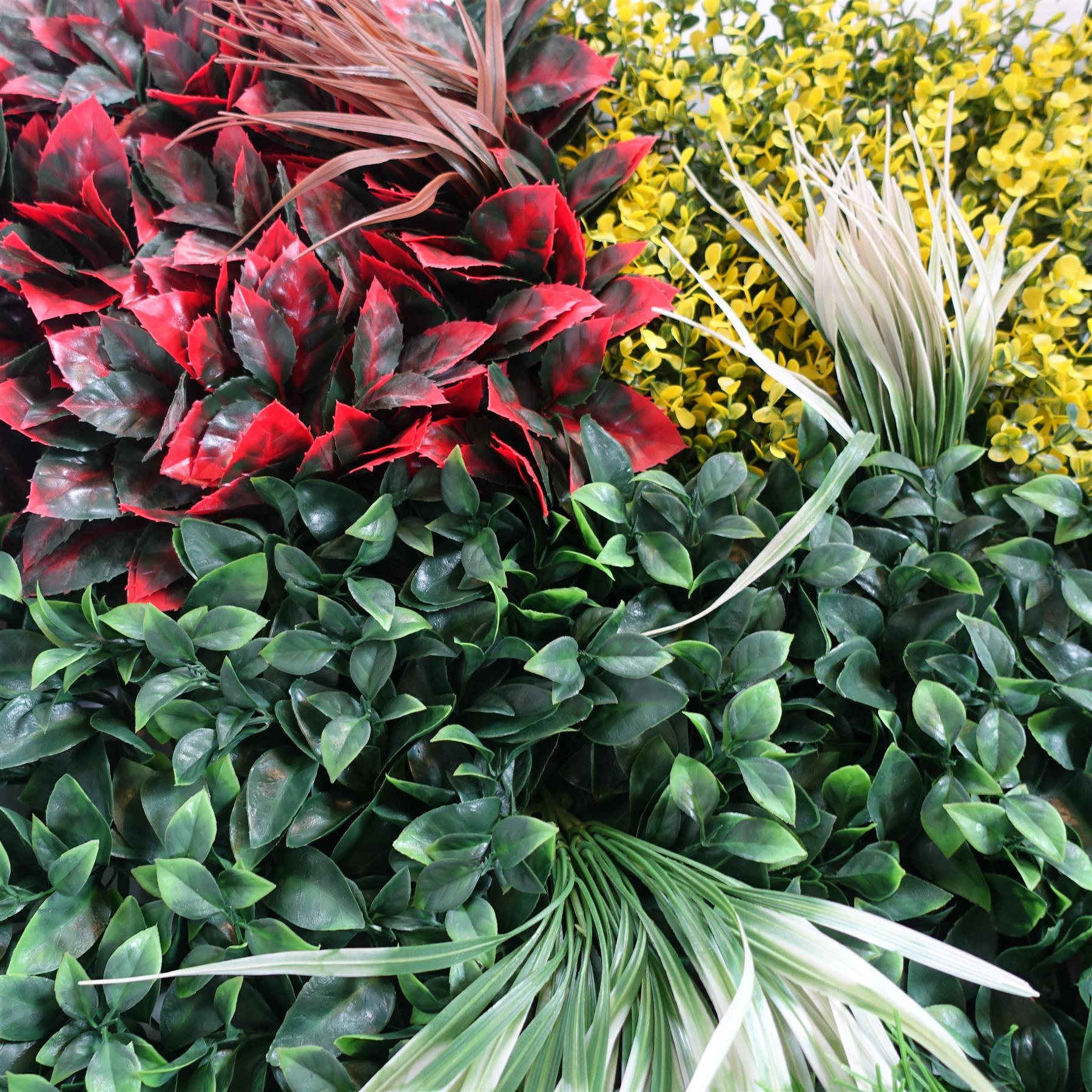 100cm Artificial Tropical Mixed Foliage Green Wall Panel Red Yellow – image 4