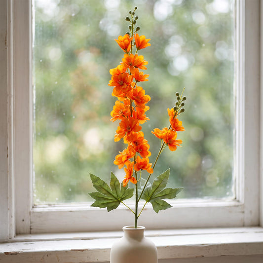 85cm Artificial Orange Larkspur Flower Stem