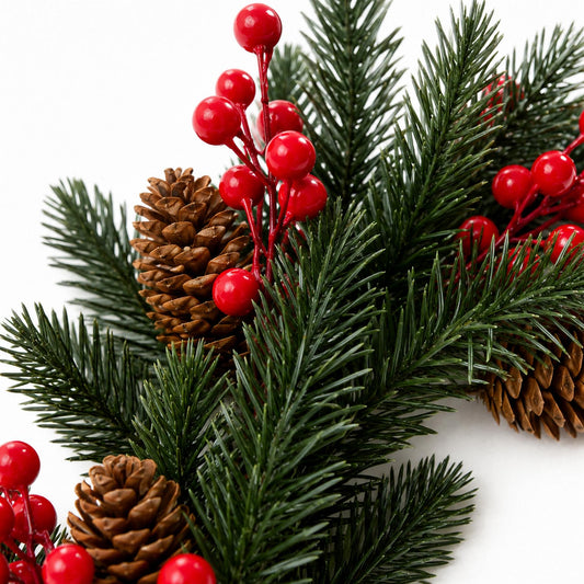 180cm Artificial Red Berry and Pine Cone Christmas Garland – image 2