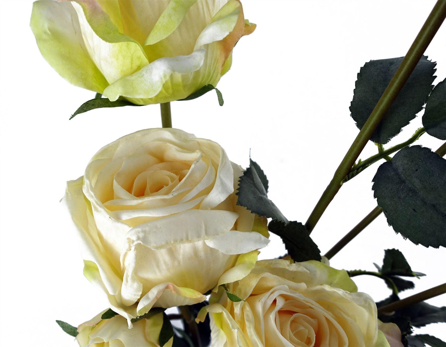 60cm Cream Rose Artificial Flowers Spray 4 Flowers 3 Buds – image 4