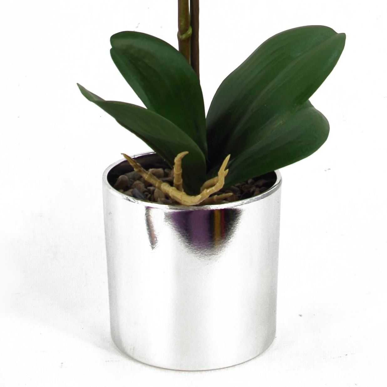 46cm Artificial Orchid Red with Silver Pot – image 4