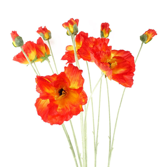 100cm Artificial Poppy and White Blossom Arrangement Glass Vase – image 2